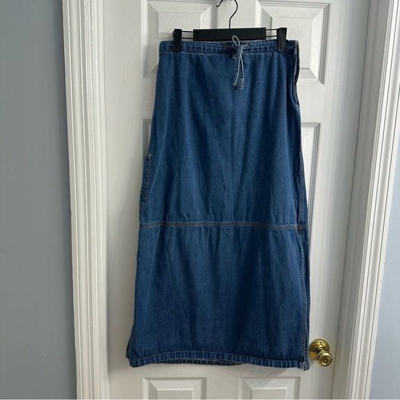 Vintage Denim Maxi Skirt Jean Tie Waist Y2K Modest Casual Size 10/12 Medium - Picture 4 of 7